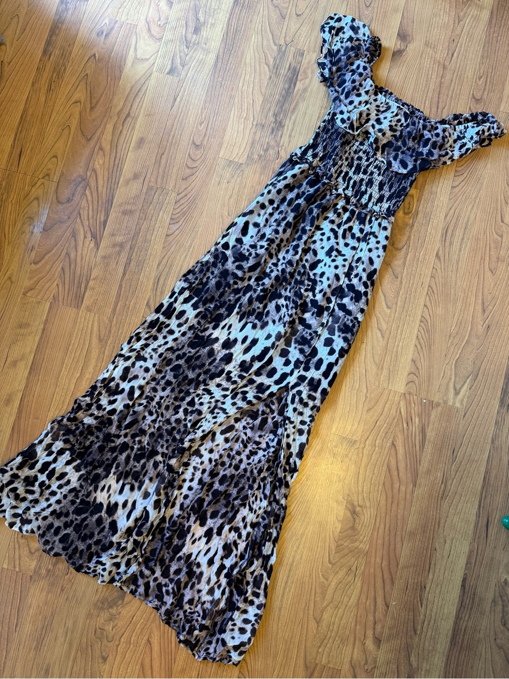 Lavender Brown Leopard Print Maxi Dress in Black, Brown w Hint of Purple